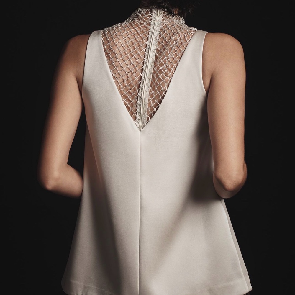 Anthropologie Mare Mare Crystal Mesh Inset V Neck - Picture 2 of 3